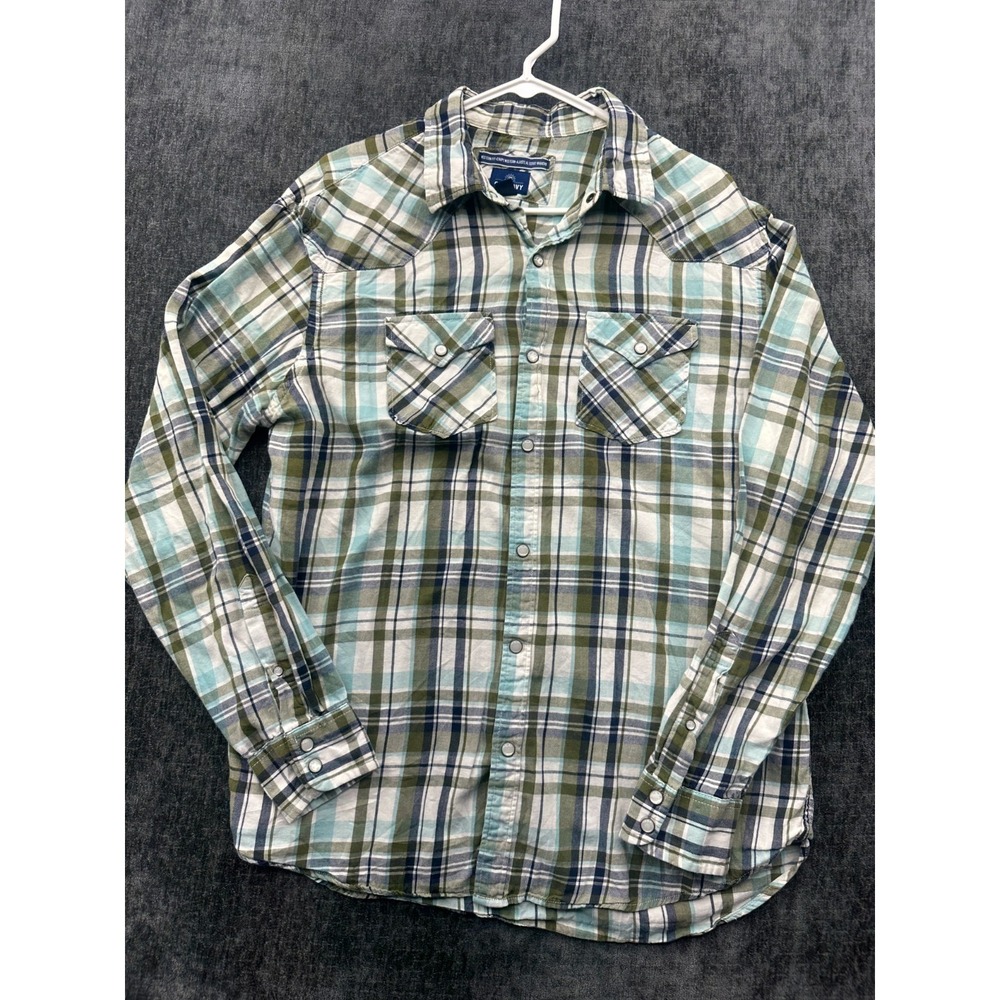 Old Navy Western Shirt Mens Large Multicolor Plaid Flannel Cotton Yoke‎ Cowboy
